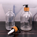 500ml clear glass boston round liquid soap bottle with pump sprayer